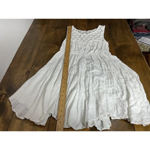 Free People Womens Dress Small White Lace Crochet Neckline Fiesta Mini Flowy - Picture 6 of 11